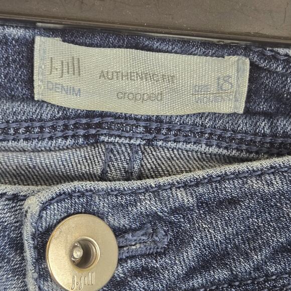J Jill Denim Cropped Authentic Fit Floral Embroidered Size 18 PLUS Boho Cottage - Picture 4 of 7